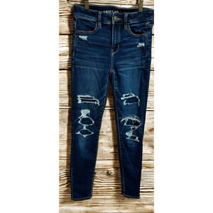 American Eagle AE Womens 2 Short Destroyed Distressed Hi-Rise Stretch Jegging